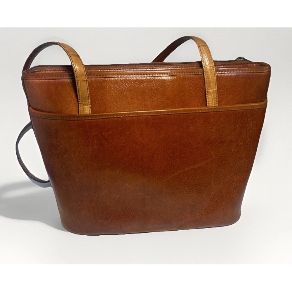 Brighton Leather Handbag Retired Brown Textured Pebbled Boxy Shoulder Bag - Picture 3 of 16